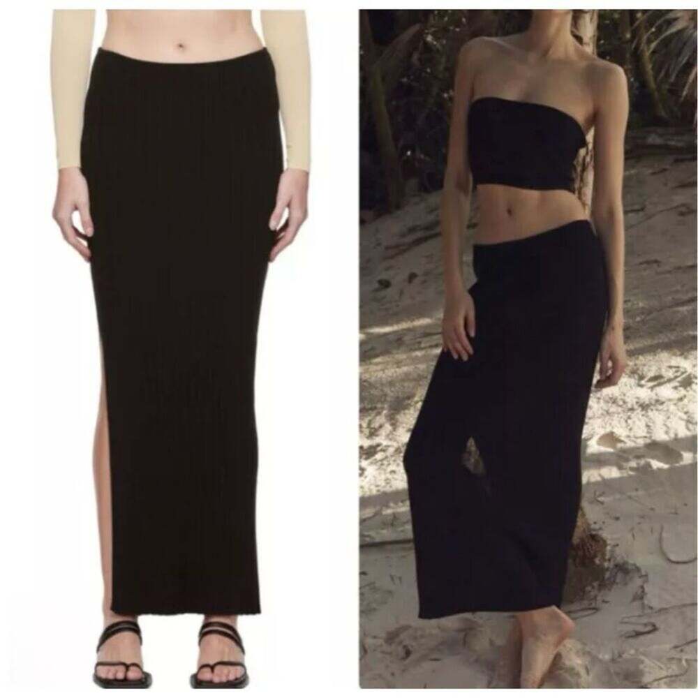 NEW! Aya Muse Black Sapodilla Midi Skirt size S